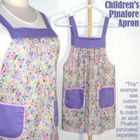 Customized Children's Pinafore Apron with no ties, relaxed fit smock with pockets, 3 sizes, mini-me apron