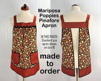 Mariposa Poppies Pinafore Apron with no ties, relaxed fit smock with pockets, fall colored apron