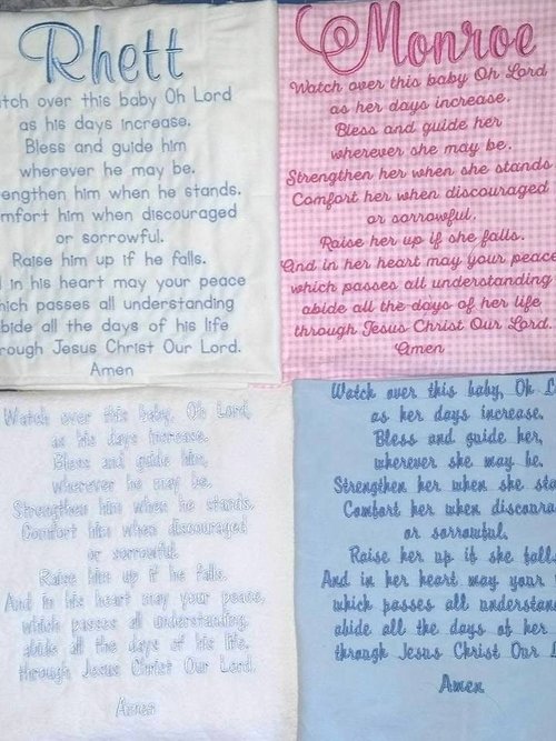 Embroidered Baby Blanket ~  Blessings Prayer for GIRLS~ Customized Baby Keepsake (personalized Christian gift or christening blanket)