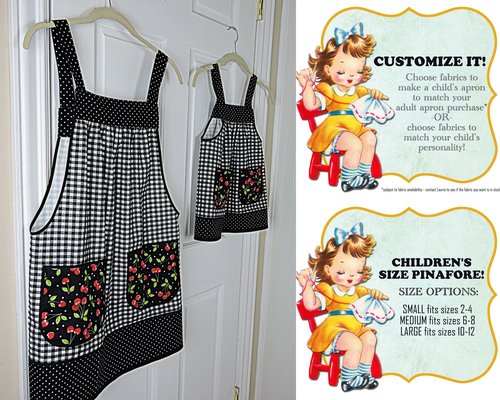 Customized Pinafore Apron (choose your own cotton fabrics) relaxed fit smock with pockets, made-to-order XS to 5X