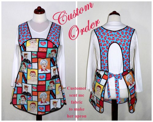 Customized 50s Smock Apron (choose your fabrics) relaxed fit smock w/ pocket options, H-back style (no neck ties) XS - 4X