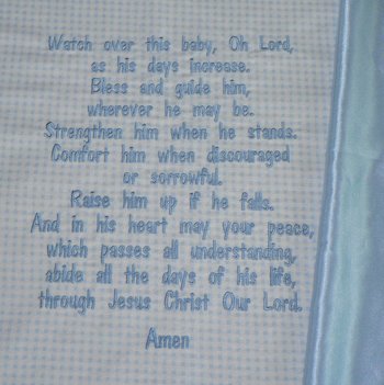 Embroidered Baby Blanket - Blessings Prayer for Boys - customized baby keepsake - personalized Christian gift or christening blanket