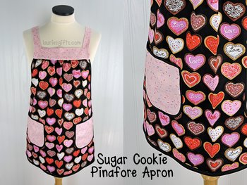 SHIPS FAST~ Sugar Cookie Pinafore Apron, relaxed fit smock with pockets fits L/XL/2X, pretty baking apron ready to ship