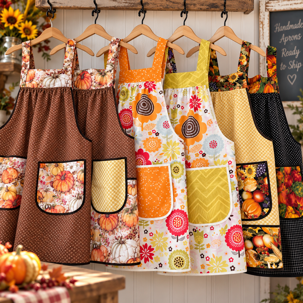 Heirloom quality, handmade aprons that are ready to ship for your next event or holiday.