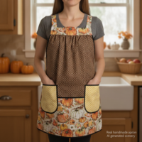 OOAK Harvest Pumpkins Pinafore with no ties, relaxed fit smock with pockets, fall apron, Susan Winget Harvest fabric, SHIPS FAST