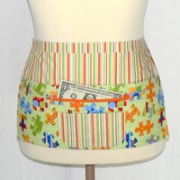 Pieces of Hope Autism Awareness Multi-Pocket Apron with zipper, (Teacher, Daycare, Pre-K) ready to ship fits waists up to 40 inches