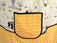 Too Cute to Spook Halloween Pinafore Apron with no ties fits L/XL/2X, relaxed fit smock with pockets ready to ship