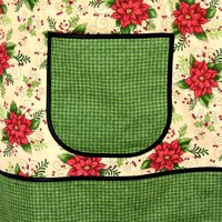 Poinsettias on Cream Pinafore with no ties, XS - 5X relaxed fit smock with pockets, Christmas Floral Apron made to order