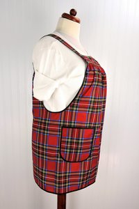 Christmas Plaid Pinafore with no ties, relaxed fit smock with pockets, LAST ONE handmade after order