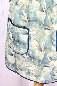 Glory to the King Pinafore with no ties, relaxed fit smock with pockets fits L/XL/2X, Christmas angels, baking apron ready to ship