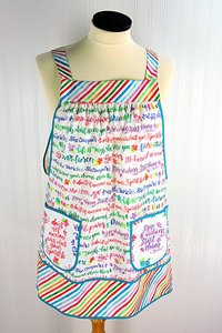 Girl Power Pinafore with no ties, relaxed fit smock with pockets, rainbow script words of empowerment, READY TO SHIP fits L/XL/2X