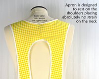 Lemon Slices & Gingham 50s Smock Apron, relaxed fit "H-back" doesn't touch neck, from XS to 4X w/ pocket options, Lemon Fresh collection
