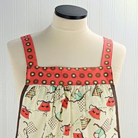 Domestic Diva Apron Toss Pinafore Apron with no ties, relaxed fit smock with pockets, standard size fits L-XL-2X, ready to ship