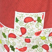 Holiday Tweets Pinafore Apron with no ties, relaxed fit smock with pockets fits L/XL/2X, one of a kind holiday apron ships fast