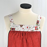 SHIPS FAST Sugar & Spice Pinafore with no ties, relaxed fit smock with pockets, Christmas baking apron fits L/XL/2X, Grandmacore Holiday