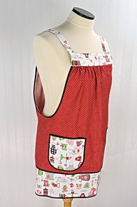 SHIPS FAST Sugar & Spice Pinafore with no ties, relaxed fit smock with pockets, Christmas baking apron fits L/XL/2X, Grandmacore Holiday