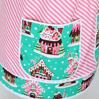 Jumbo Pocket Gingerbread Pinafore with no ties, relaxed fit smock with pockets, Christmas Hostess Apron fits L/XL/2X, ships fast