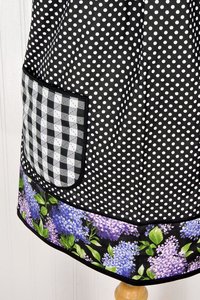 Lilacs and Polka Dots Scrapbuster Pinafore Apron with no ties, relaxed fit smock with pockets, ready to ship fits L/XL/2X, SHIPS FAST