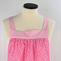 Pink Polka Dot Scrapbuster Pinafore, relaxed fit smock with pockets, comfortable (doesn't touch neck) Standard Size (fits L/XL/2X) ships now