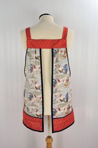 Rustic Roosters Pinafore with no ties, relaxed fit smock with pockets, straps go straight over the shoulders, made to order XS - 5X