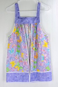 Glitzy Butterflies Children's Pinafore with no ties (straps go straight over the shoulders) relaxed fit smock with pockets, SIZE 10/12, RTS