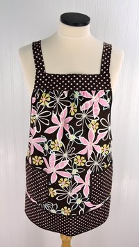 Daisy Dreams Pinafore with no ties (straps go straight over shoulders) relaxed fit smock with pockets, fits L/XL/2X, ready to ship now