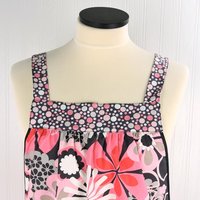 Flower Shower Pinafore with no ties (straps go straight over shoulders) relaxed fit smock with pockets, LAST ONE fits L/XL/2X