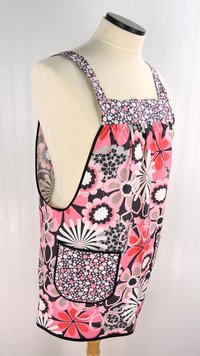 Flower Shower Pinafore with no ties (straps go straight over shoulders) relaxed fit smock with pockets, LAST ONE fits L/XL/2X