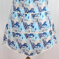 Winter Towne 50s Smock Apron with kangaroo pocket, relaxed fit with no neck ties (H-back apron) fits sizes large or X-large, ready to ship