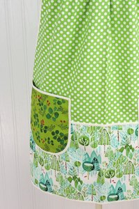 Winterly Dot Pinafore Apron with no ties (straps go straight over the shoulders) relaxed fit smock with pockets, fits L/XL/2X ready to ship