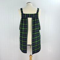 Totally Tartan Plaid Pinafore with no tie, relaxed fit smock with pockets, holiday apron for baking OR hosting, fits L/XL/2X, ready to ship