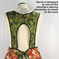 XS-4X Retro 50s Christmas Smock, Holiday Flourish Ornaments in Red, relaxed fit H-back apron, made to order with pocket options