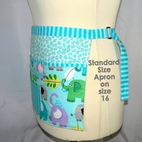 Elephants Multi-Pocket Apron great for waitress, vendor, photographer, cute teacher apron with money pocket, 2 sizes