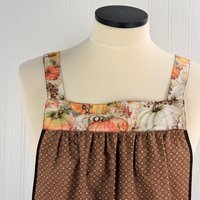 Harvest Pumpkins Scrapbuster Pinafore with no ties, relaxed fit smock with pockets, fall apron, Susan Winget Harvest fabric, SHIPS FAST