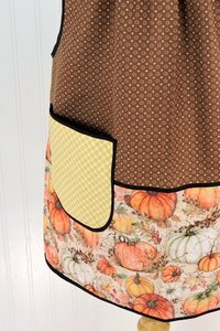 OOAK Harvest Pumpkins Pinafore with no ties, relaxed fit smock with pockets, fall apron, Susan Winget Harvest fabric, SHIPS FAST