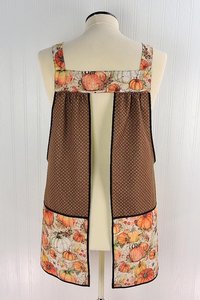 OOAK Harvest Pumpkins Pinafore with no ties, relaxed fit smock with pockets, fall apron, Susan Winget Harvest fabric, SHIPS FAST