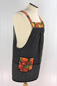 Bountiful Harvest Scrapbuster Pinafore with no ties (straps go straight over the shoulders) relaxed fit smock with pockets L/XL/2X ships now