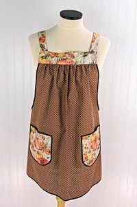 Harvest Pumpkins Scrapbuster Pinafore with no ties, relaxed fit smock with pockets, fall apron, Susan Winget Harvest fabric, SHIPS FAST
