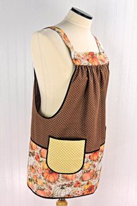 OOAK Harvest Pumpkins Pinafore with no ties, relaxed fit smock with pockets, fall apron, Susan Winget Harvest fabric, SHIPS FAST