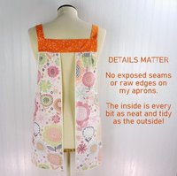Matilda Floral (orange) Pinafore with no ties (straps go straight over the shoulders) relaxed fit smock with pockets fits L/XL/2X ships fast