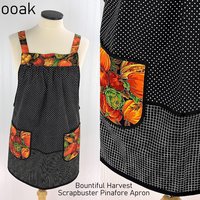 Bountiful Harvest Scrapbuster Pinafore with no ties (straps go straight over the shoulders) relaxed fit smock with pockets L/XL/2X ships now