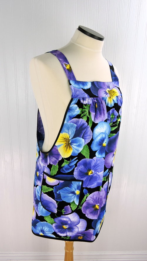 Pansy Pinafore with no ties (straps go straight over shoulders) relaxed fit smock with pockets, made to order from XS - 5X