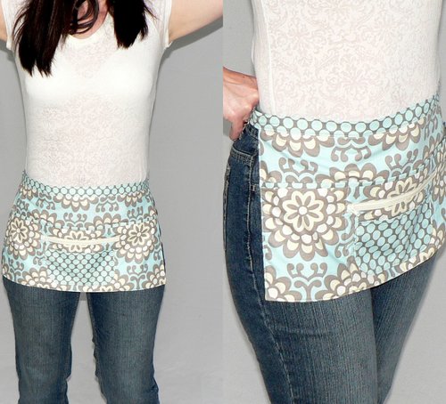 Wallflower Sky Multi-Pocket Vendor Apron with zipper pocket for Teacher, Waitress, 2 sizes made to order