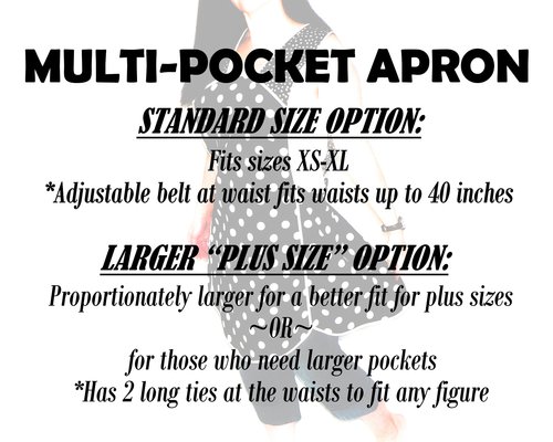 Hoopla Lagoon multipocket apron, waist apron with secure money pocket for vendors, teachers, artists, farmers markets