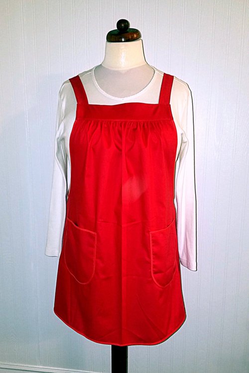 Custom Kona Cotton Pinafore Apron — XS through 5X | Choose Your Color | Handmade No-Tie Smock Apron with Pockets