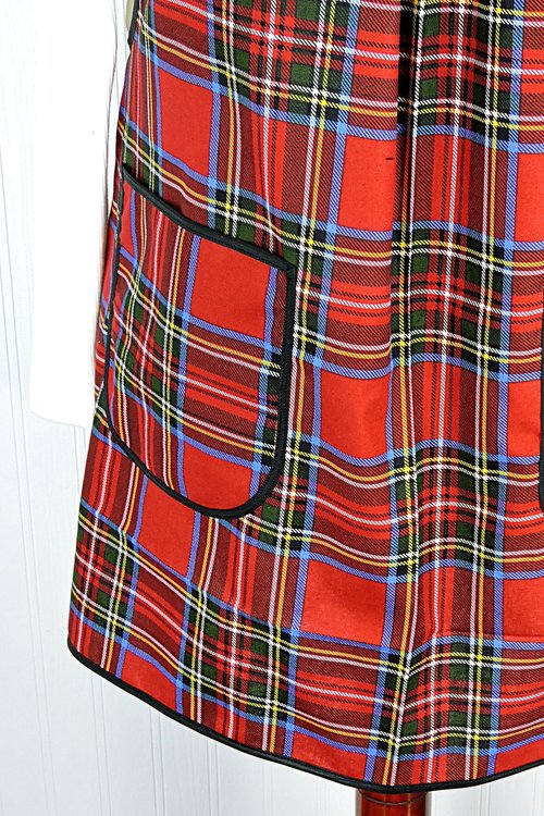 Christmas Plaid Pinafore with no ties, relaxed fit smock with pockets, LAST ONE handmade after order