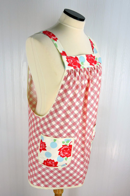 SHIPS FAST~ Cheeky Picnic Pinafore with no ties, relaxed fit smock with pockets, retro farmhouse apron, standard size L-XL-2X ready to ship