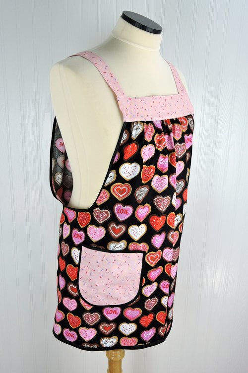 SHIPS FAST~ Sugar Cookie Pinafore Apron, relaxed fit smock with pockets fits L/XL/2X, pretty baking apron ready to ship