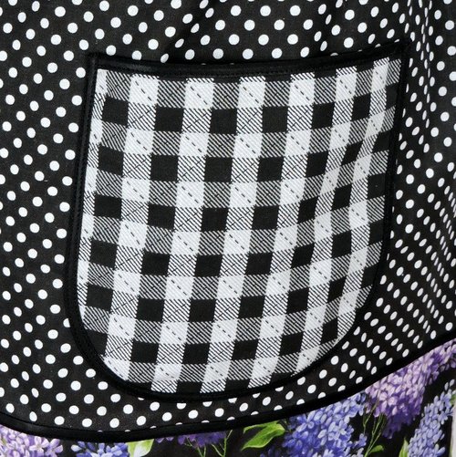 Lilacs and Polka Dots Scrapbuster Pinafore Apron with no ties, relaxed fit smock with pockets, ready to ship fits L/XL/2X, SHIPS FAST