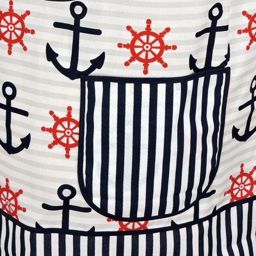 Nautical Stripe Pinafore with no ties (straps go straight over the shoulders), relaxed fit smock apron with pockets, made to order XS - 5X